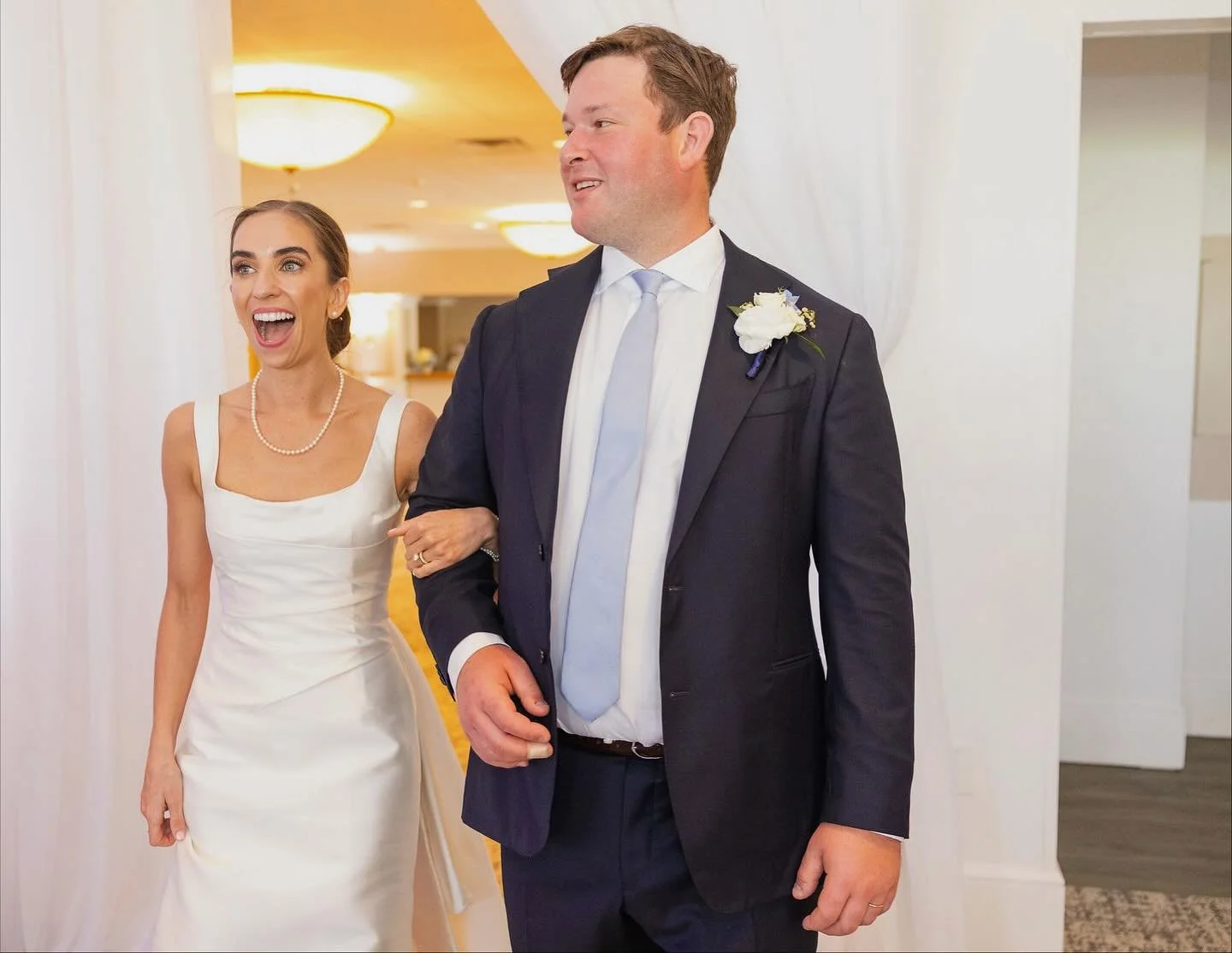 That moment every planner lives for -
When Nicole &amp; Peter walked into their reception space for the first time, her face said it all. Watching months (or years!) of dreaming, designing, and planning come to life in one beautiful reveal is the gre