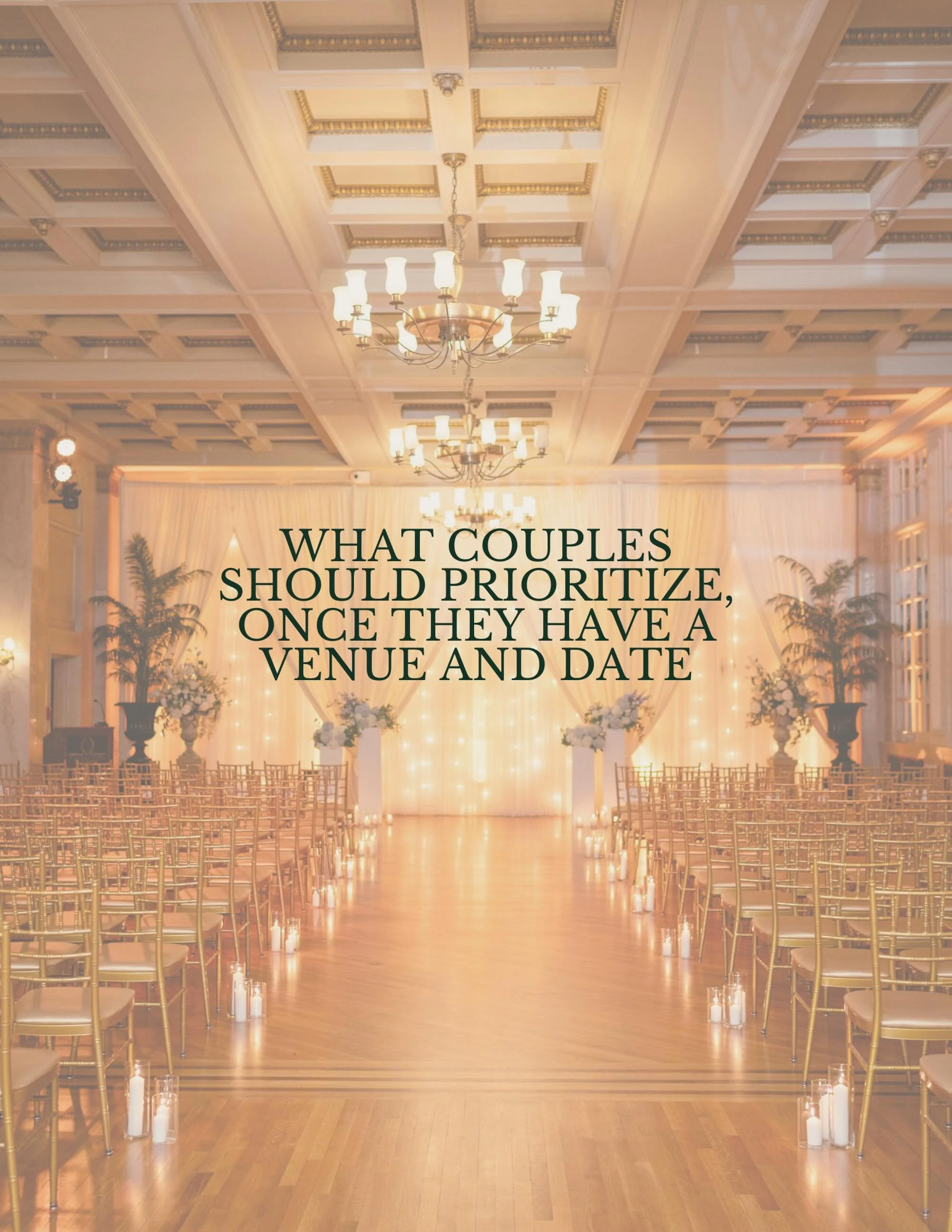 You don&rsquo;t need to figure out every detail at once, but once your venue and date are officially locked in, there are a few decisions that matter most.

Start with the vendors who can only take one event per day: your photographer, videographer, 