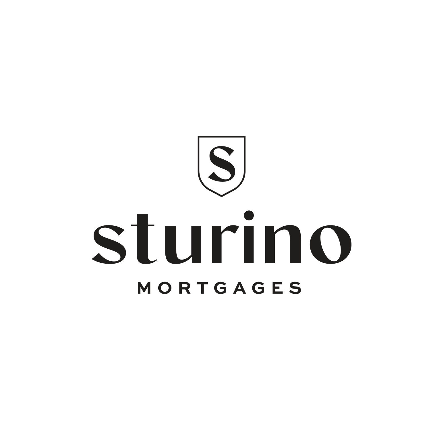 Sturino Mortgages logo featuring a shield with an 'S' in the center and the name 'Sturino Mortgages' below it.