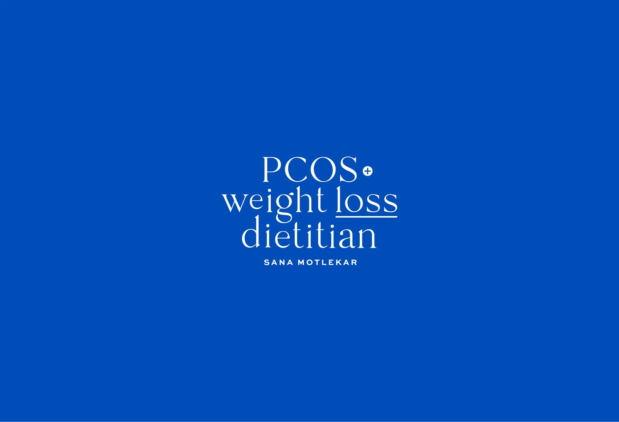 Book cover titled 'PCOS+ weight loss dietitian' by Sana Motlekar on a blue background.