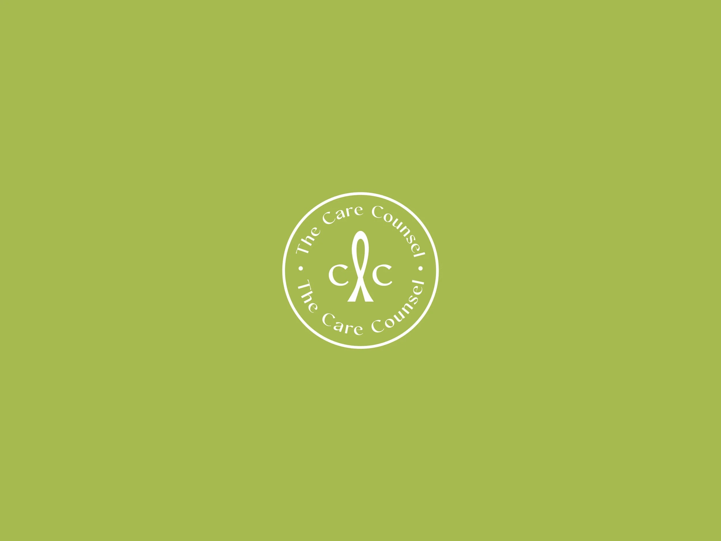 Green background with "The Care Counsel" logo in white.
