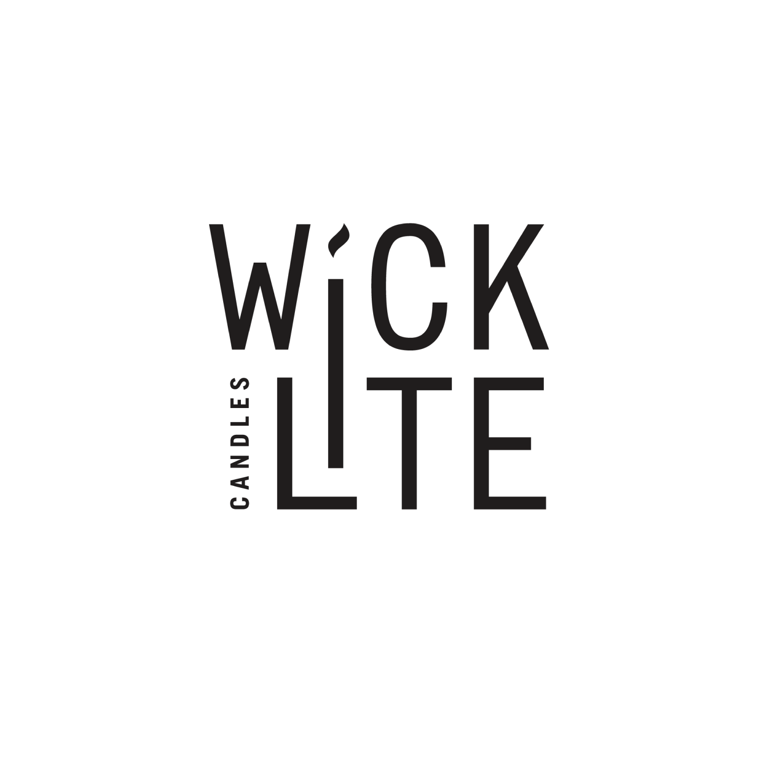 Black T-shirt with white text that says "WICK LITE" and smaller text showing "CANDLES" vertically along the side.