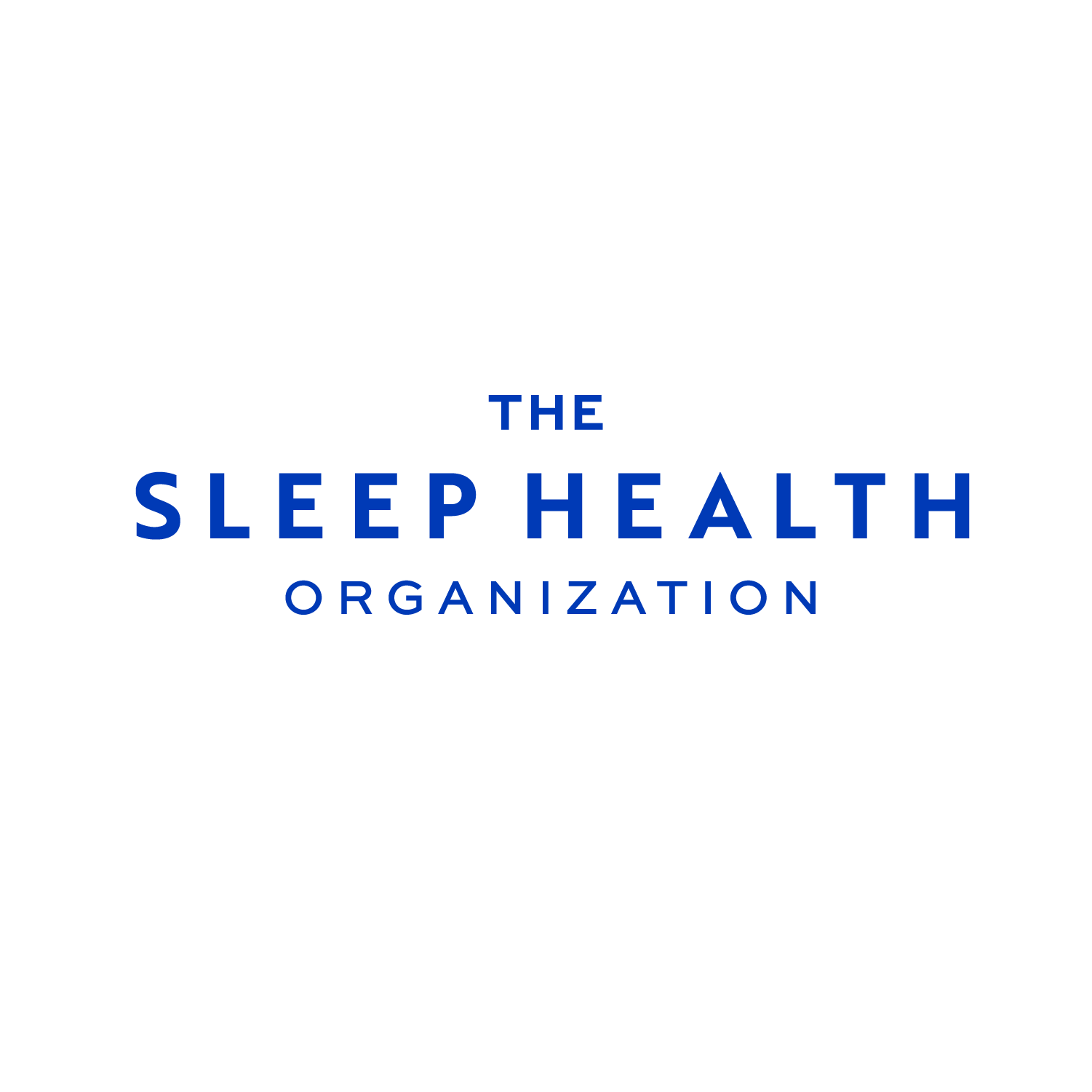 Logo for The Sleep Health Organization with a black background and blue text.