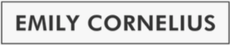 Nameplate reading "Emily Cornelius" in black text on a white background.