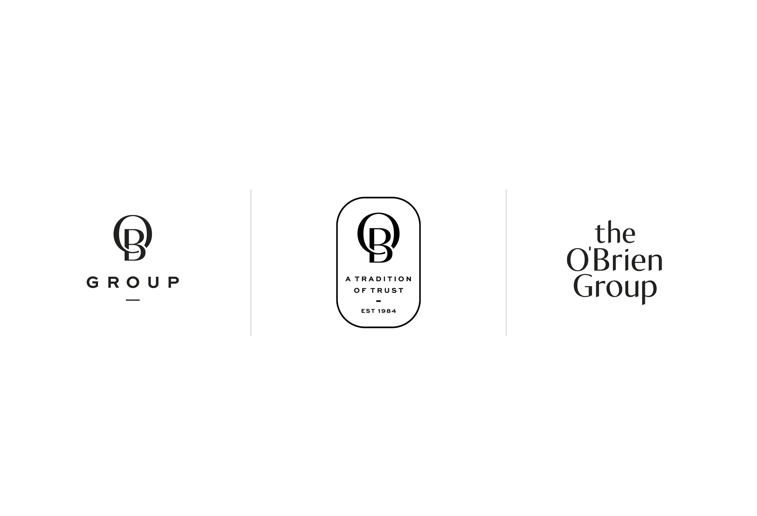Brand logos of The O'Brien Group and related entities, with text 'A Tradition of Trust' and 'Est 1984'.