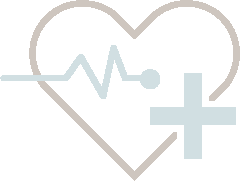 Heart with a heartbeat line and a medical cross inside it.