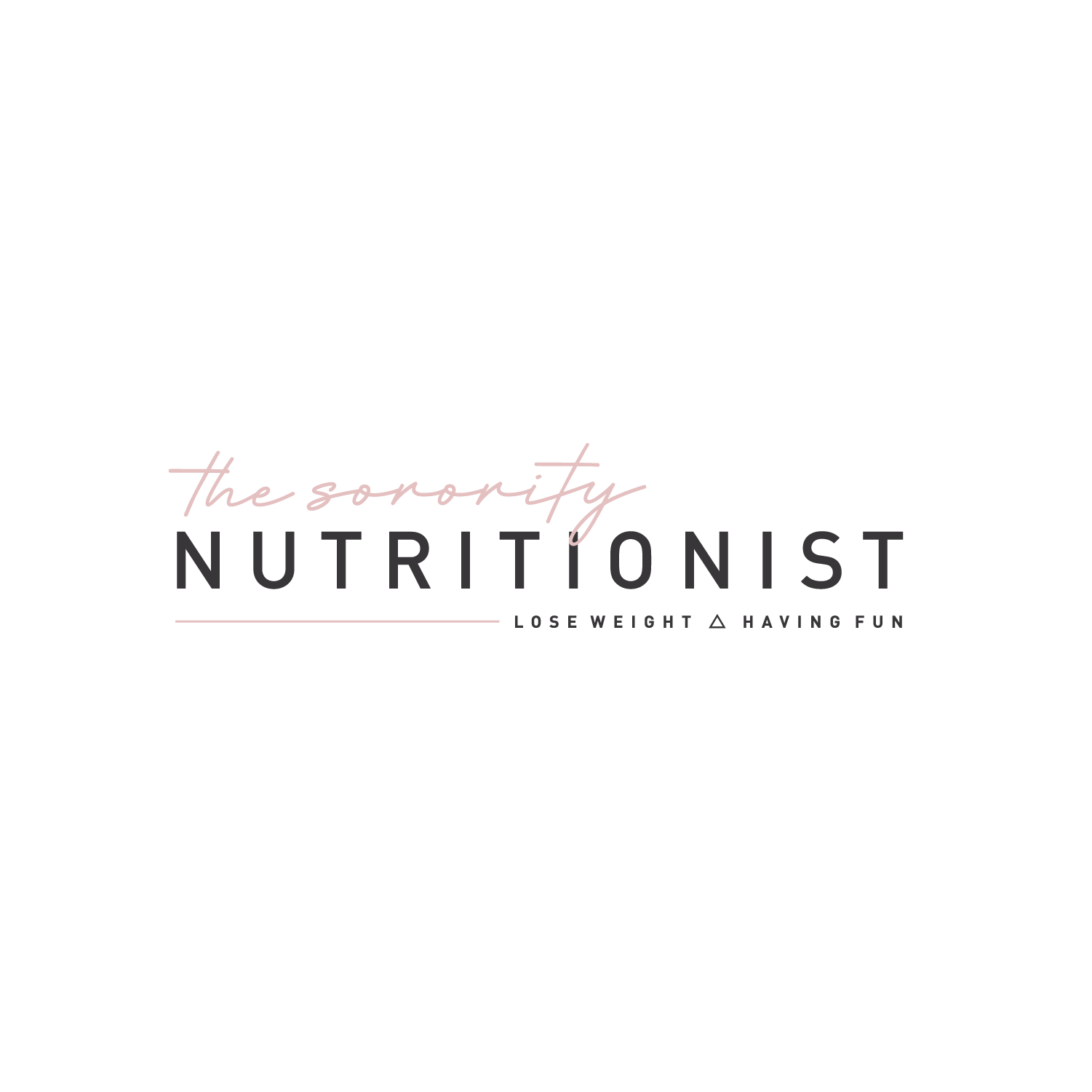 A logo for The Soyority Nutritionist with a black background, pink cursive text for "the soyority", and gray uppercase text for "NUTRITIONIST". Tagline in small gray text: "lose weight, having fun."