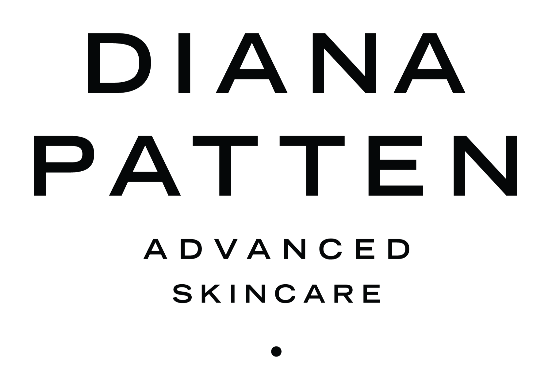Black text on a black background with the words "Diana Patten Advanced Skincare" in large font and a small dot beneath the text.
