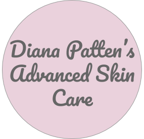 Logo with pink background and gray text that reads 'Diana Patten's Advanced Skin Care'