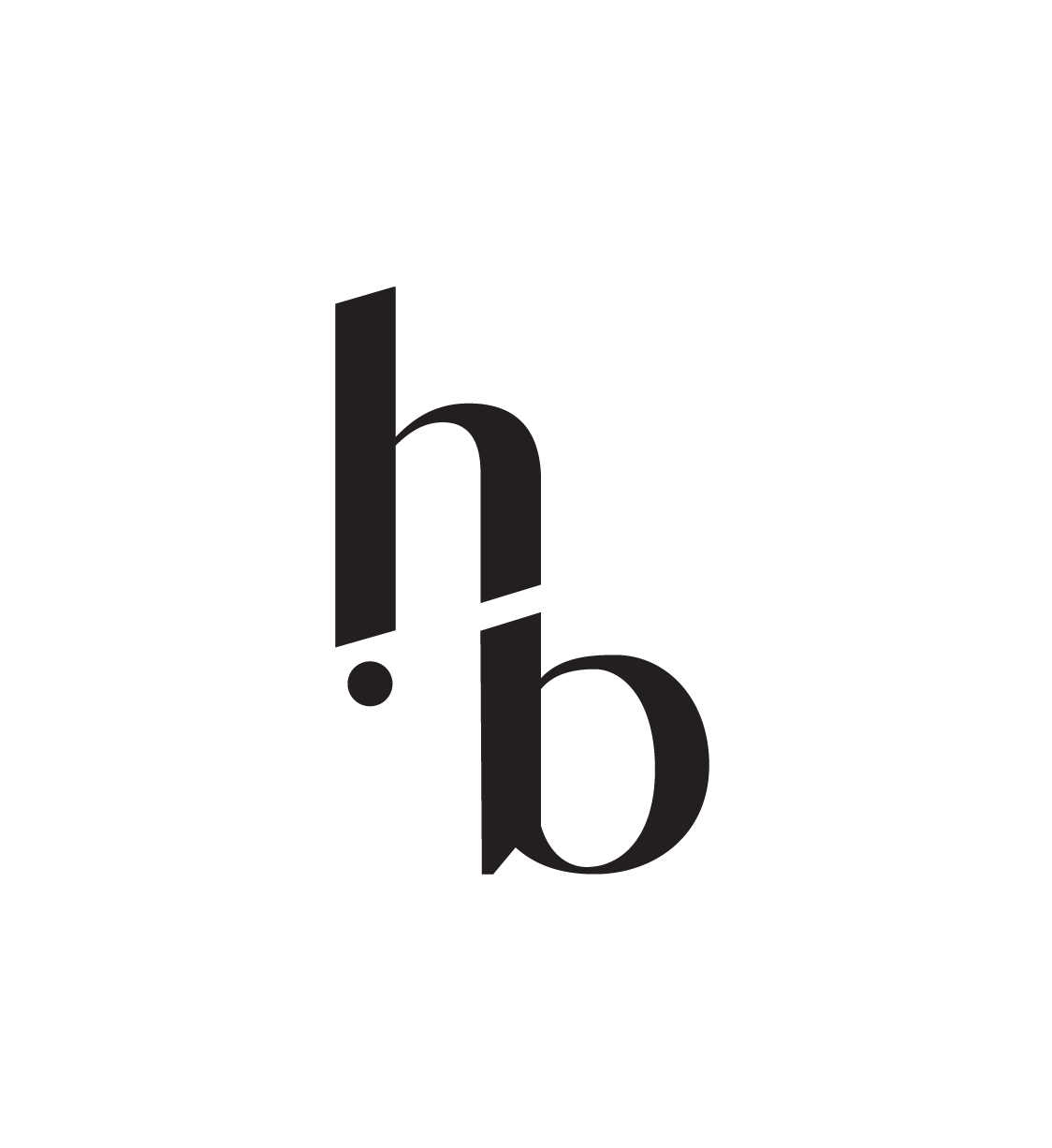 Black background with the word "hub" written vertically in large lowercase letters, with an exclamation mark in front of it.