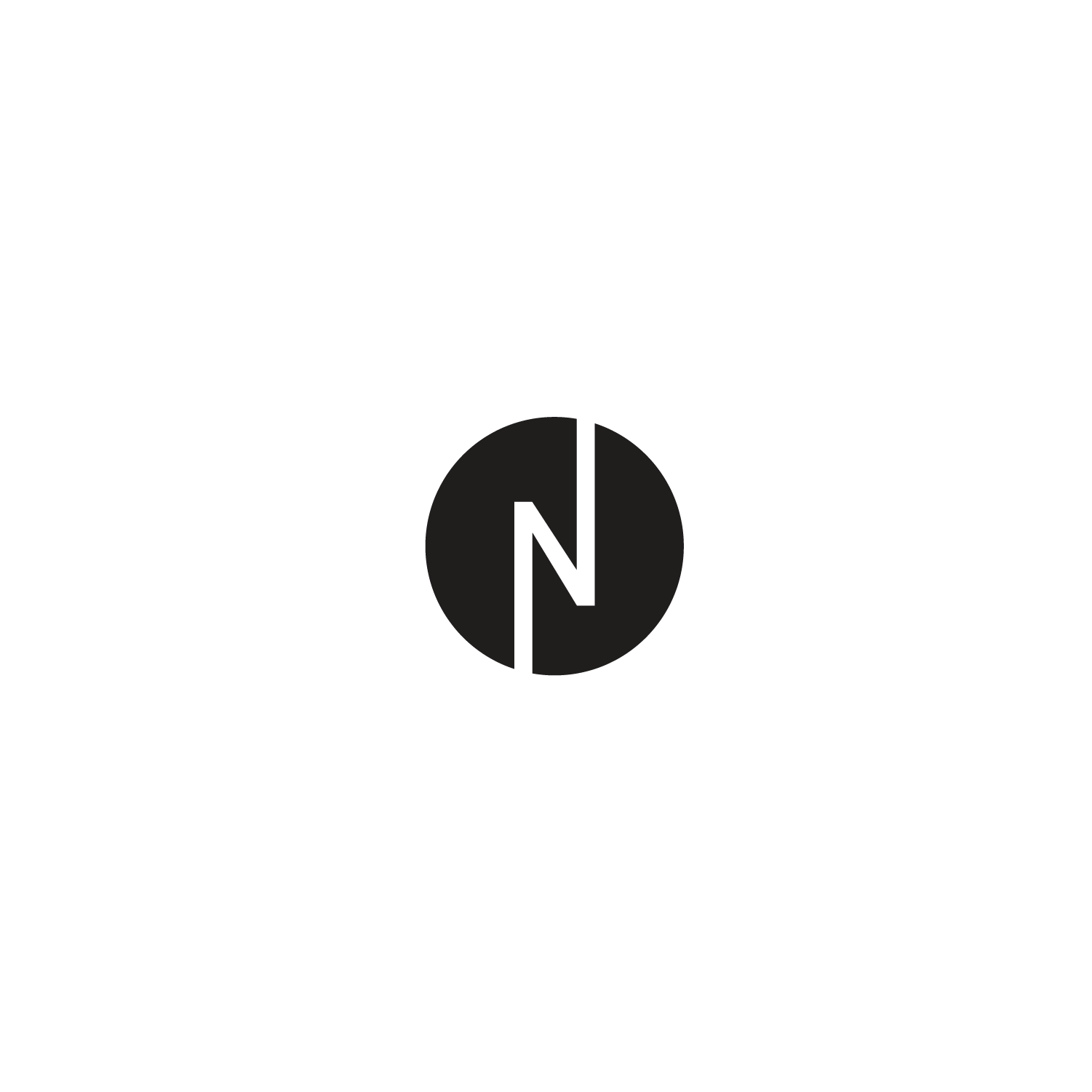 A black image with a white checkmark and the letter 'N' inside a black circle at the bottom center.