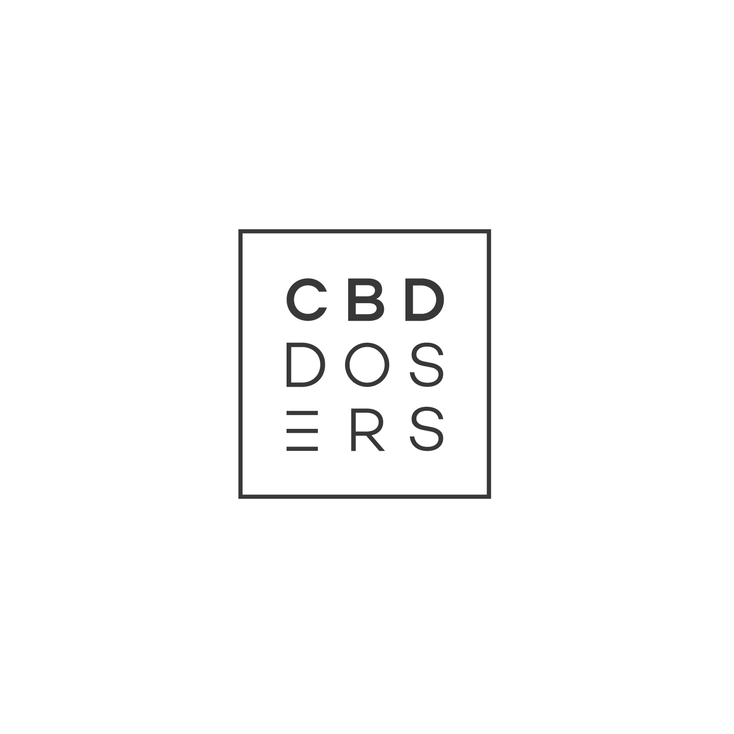 An eye chart with the letters 'CBD DOS ERS' arranged in a grid. The chart is displayed on a black background.