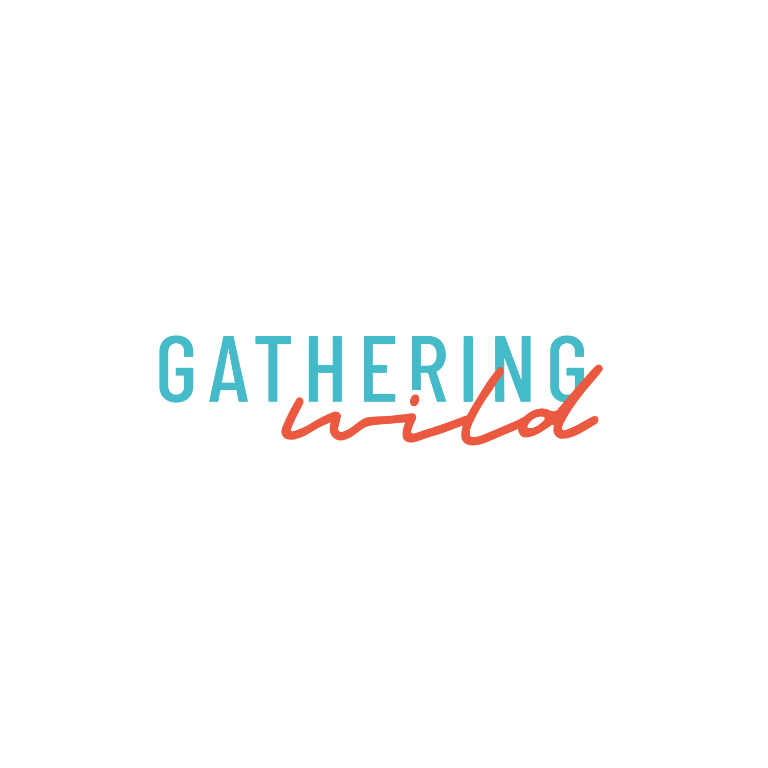 Black background with the words 'Gathering bold' written in blue and red cursive fonts.