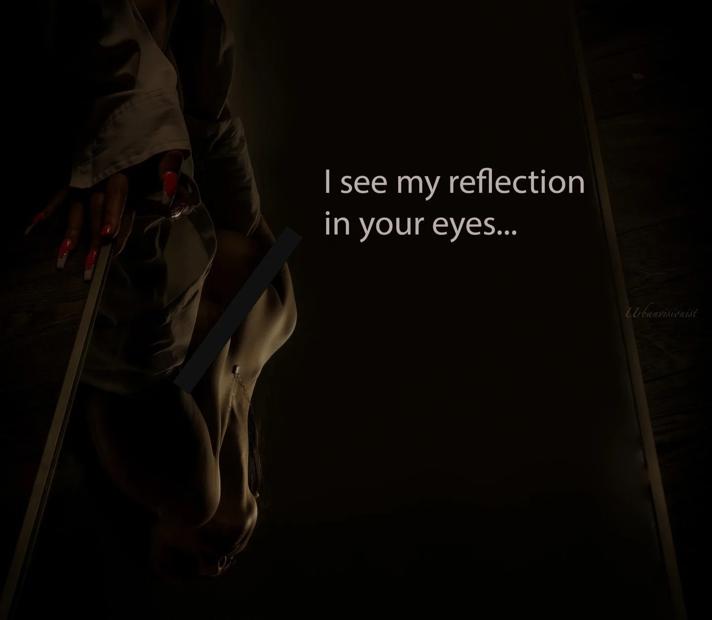 My reflection is all I see. It&rsquo;s a little distorted because tears keep trickling down your face. When they drop, my outline right there. Defeated. Not knowing what to say. Not feeling a thing.
-
urbanvisionist.com 
You don&rsquo;t have to say a