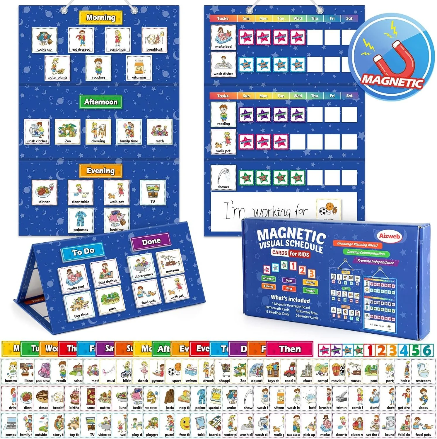Calendario organizador para niños.
Calendario con múltiples apoyos visuales que ayudarán en la organización y horarios de actividades diarias, disminuyendo el estrés y ansiedad. Ideal para todos los niños. Puede ser utilizado a partir de los 2 años