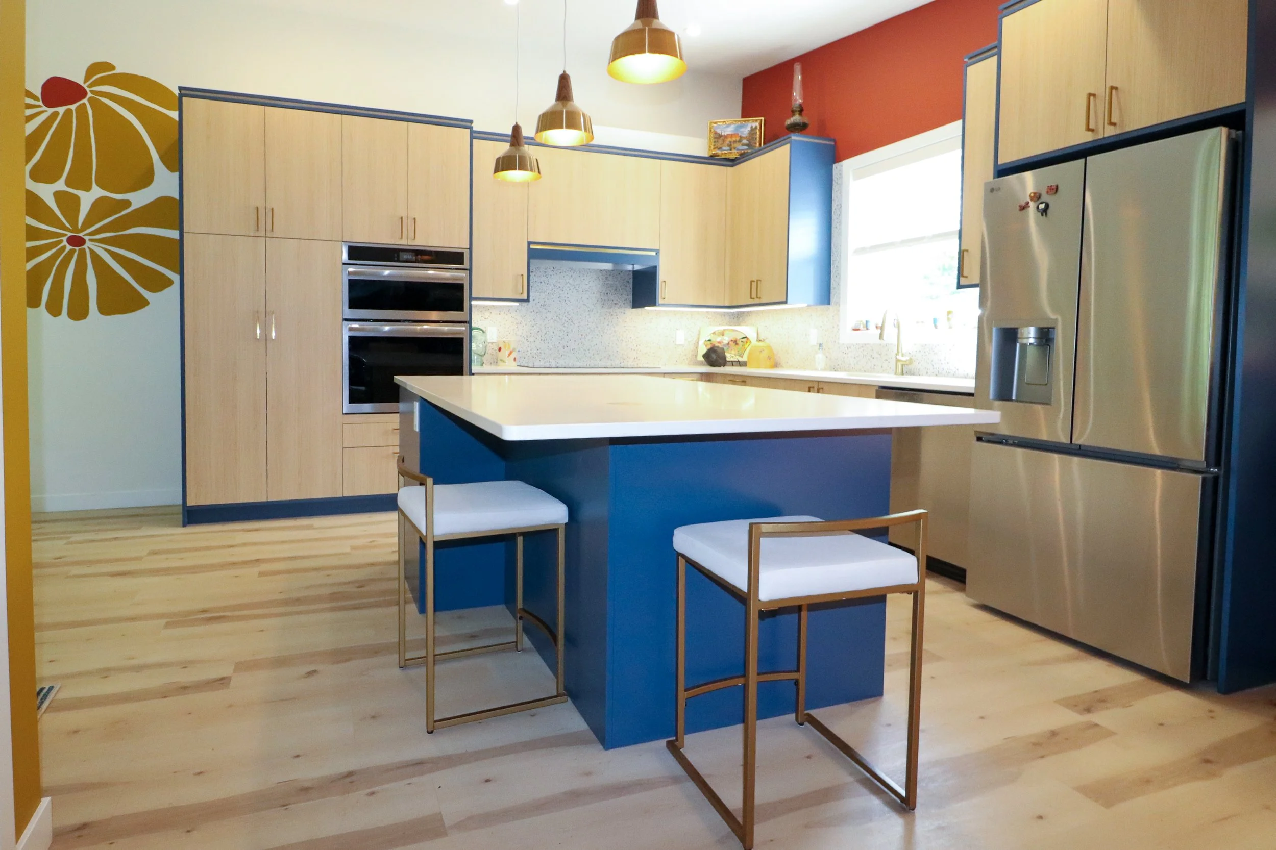 Framed in Blue: A Kensington Blue and Vicenza Oak Custom Kitchen