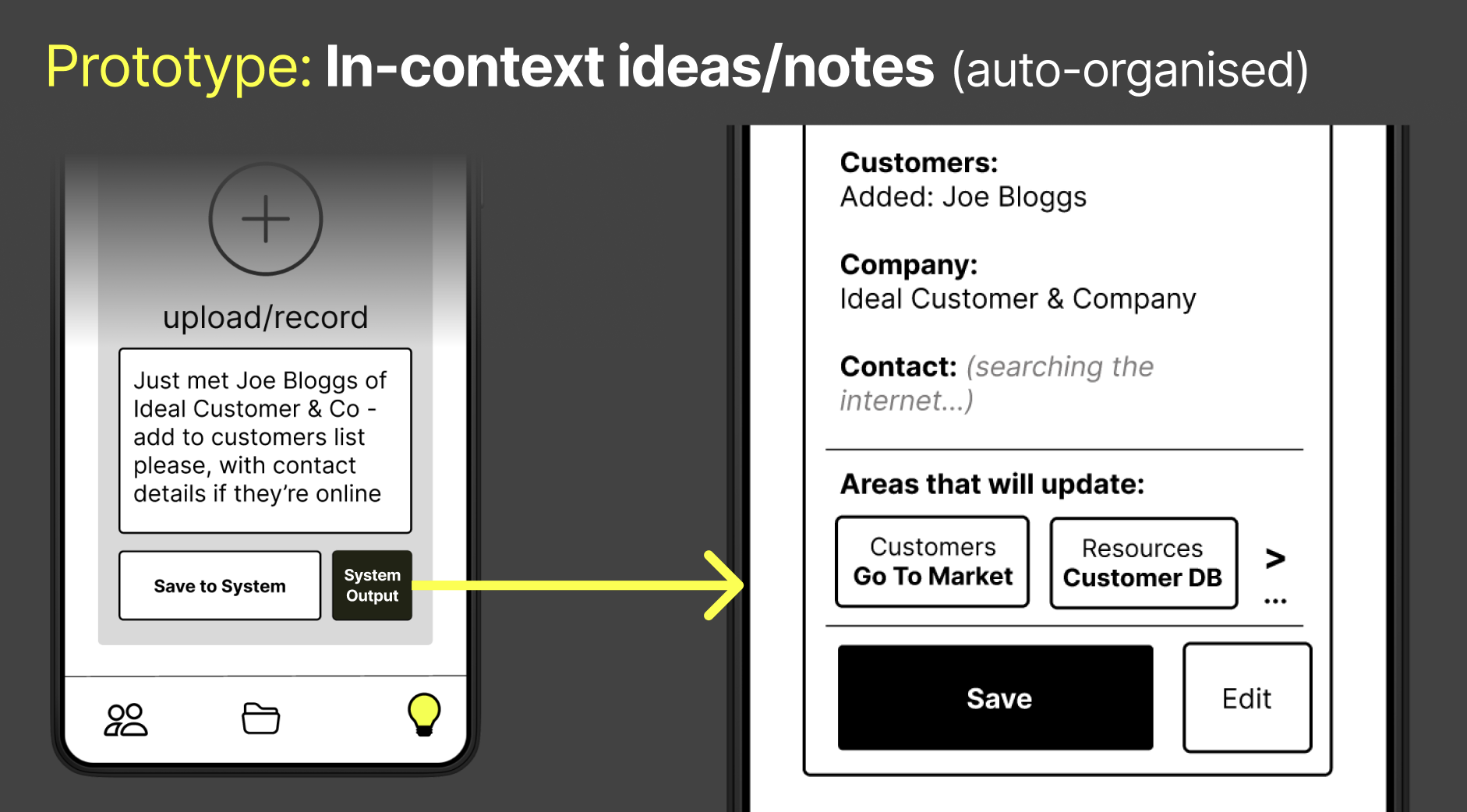 Shows adding a note, and AI actioning it