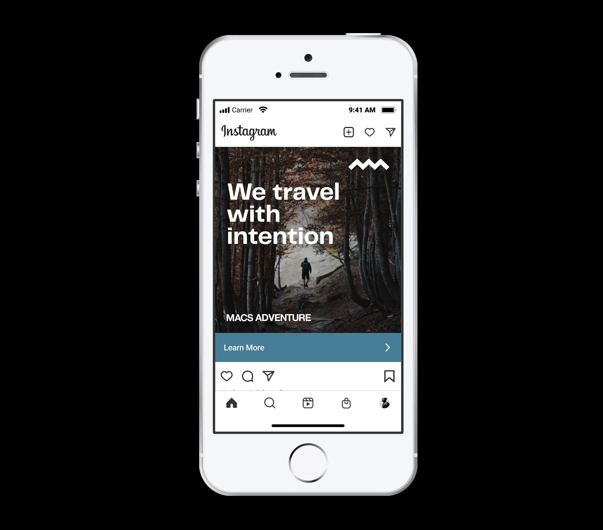 MAC Instagram splash screenshot 'we travel with intention'