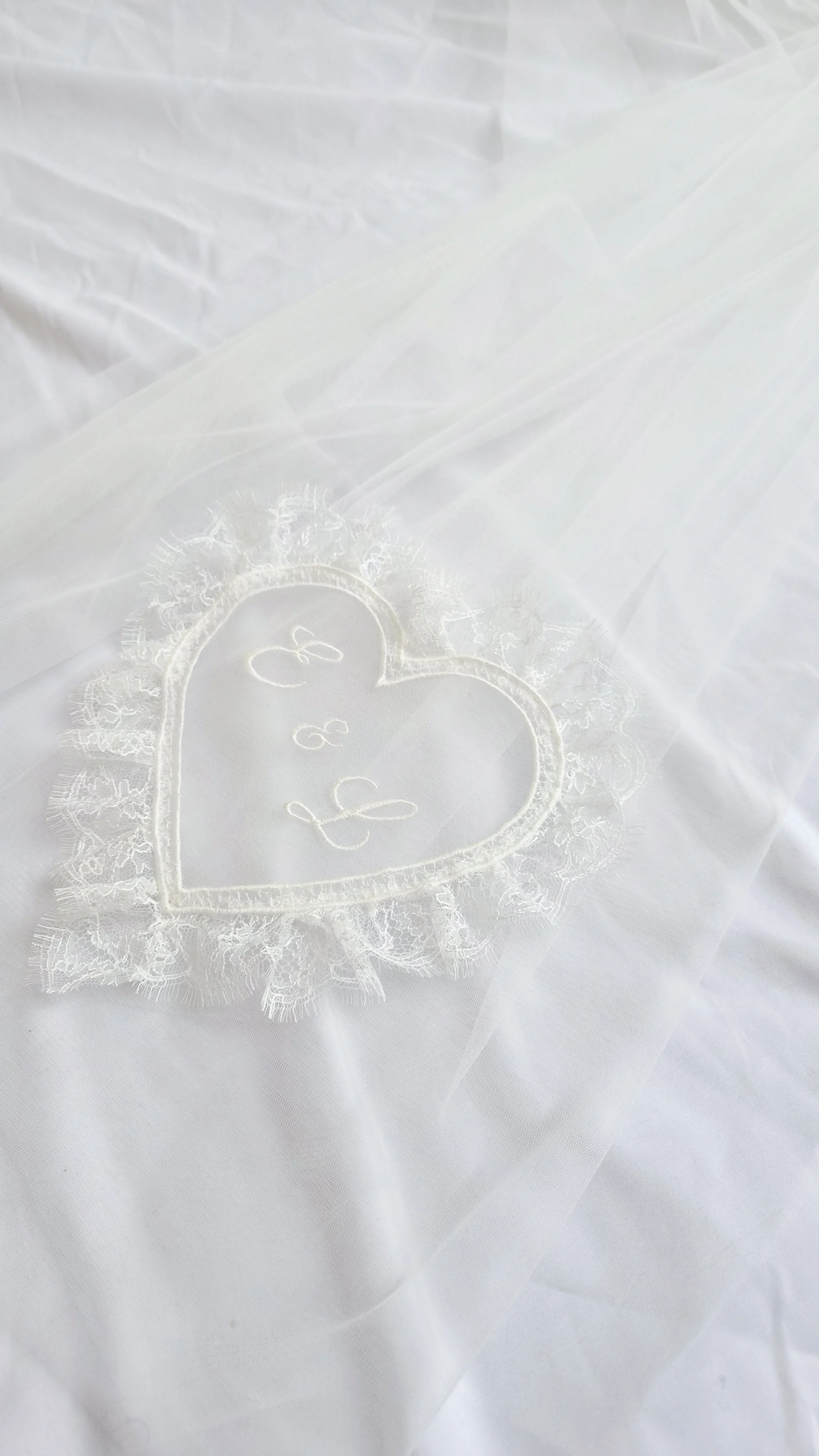 02 Ruffle Heart Embroidered Veil with Chantilly Lace Edge in Vintage Romantic Style by Natasha Nicole Studio.jpg