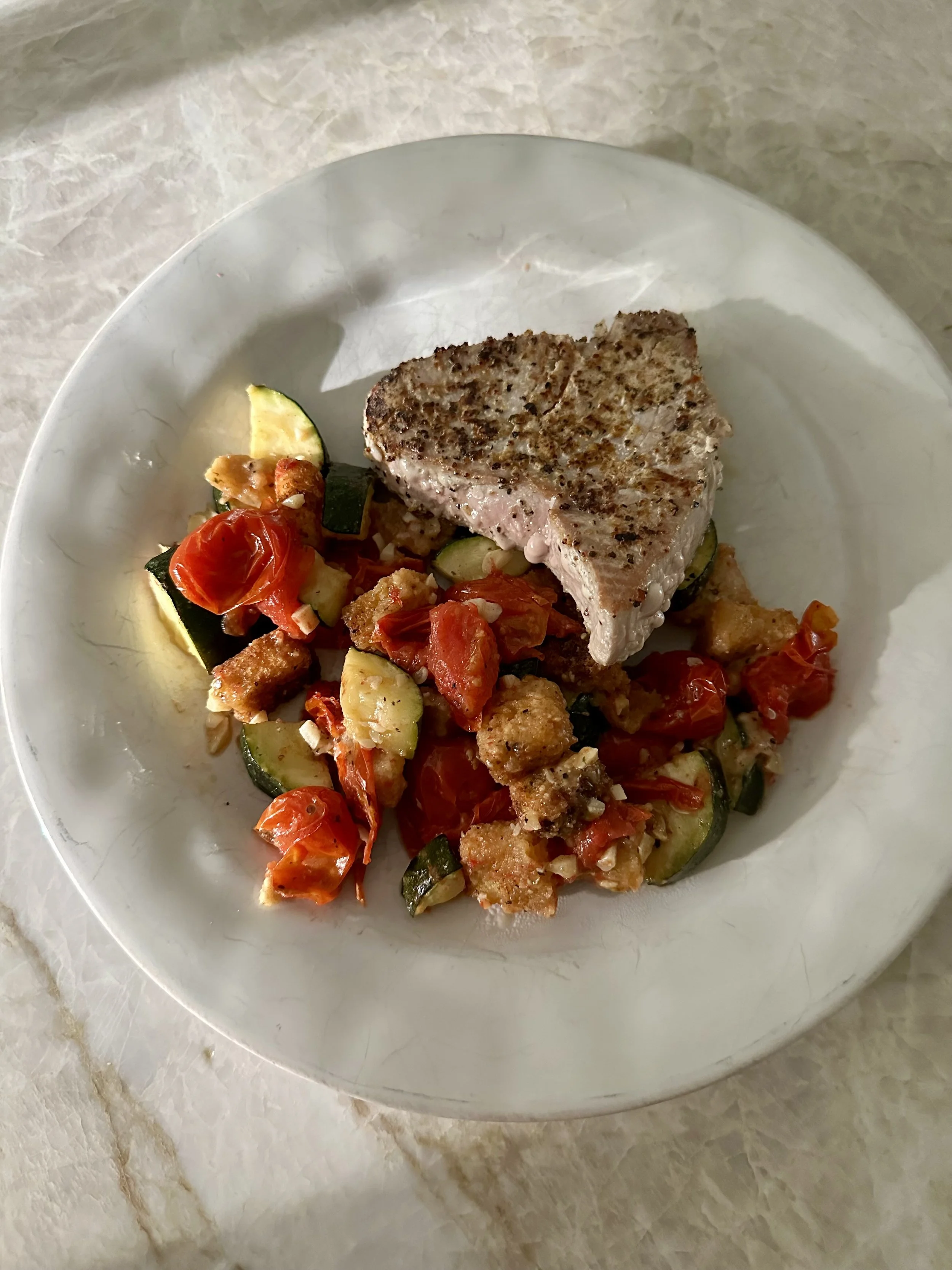 Tuna Steak & Crispy Crouton Bake (that’s not boring!)