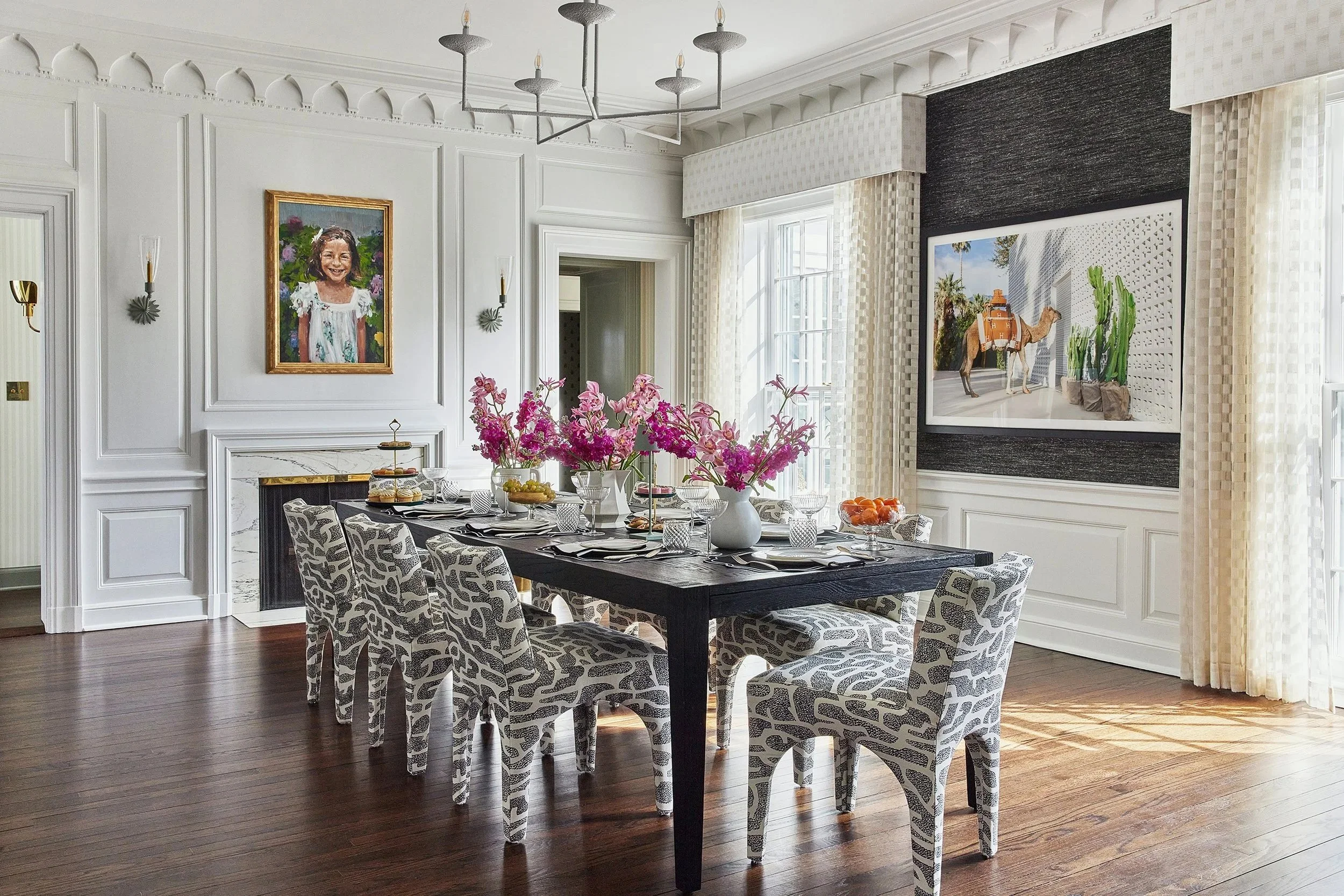 Black and White formal dining room