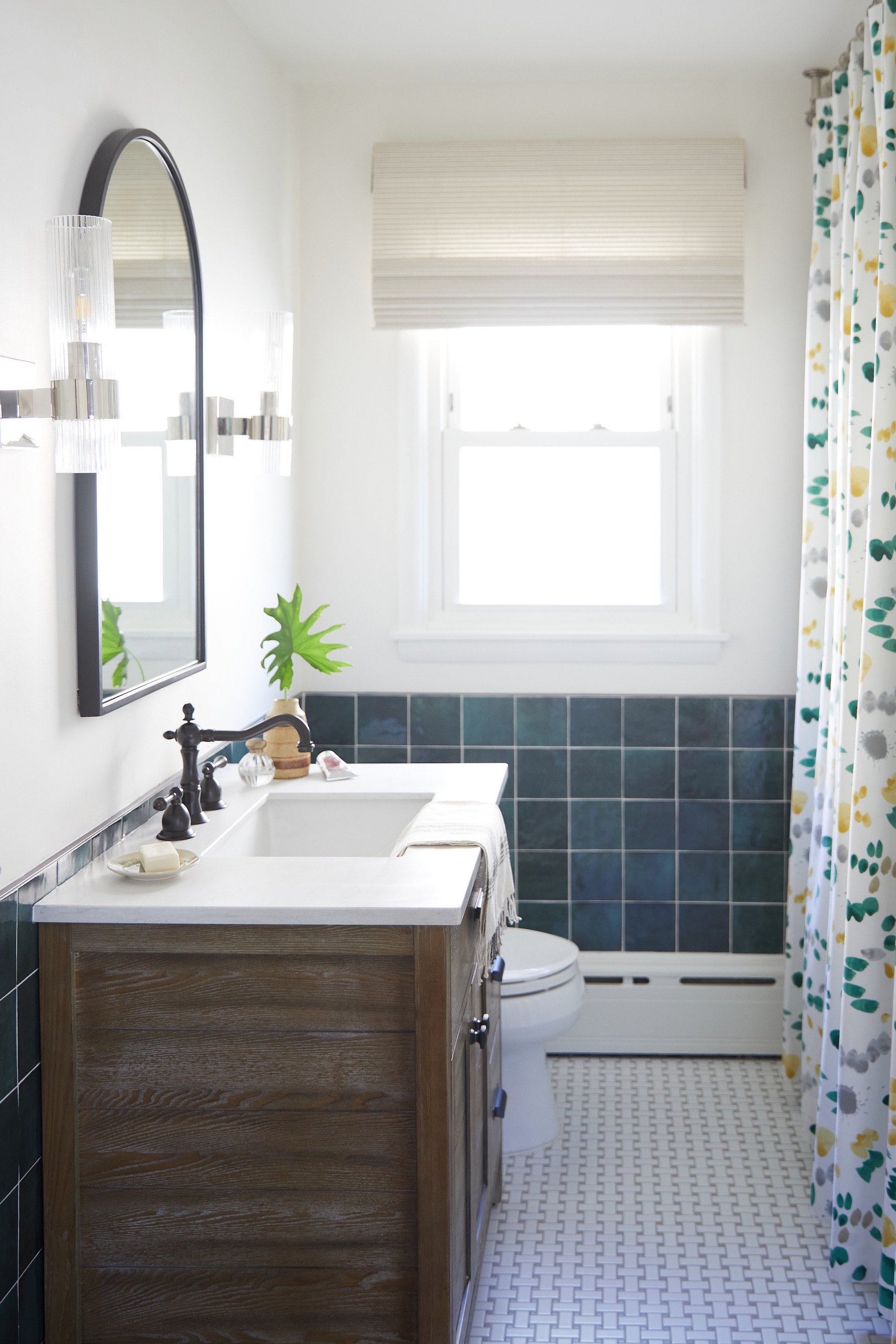 Green Zellige Tile Bathroom with Ceiling Height Curtain DeCleene.jpg