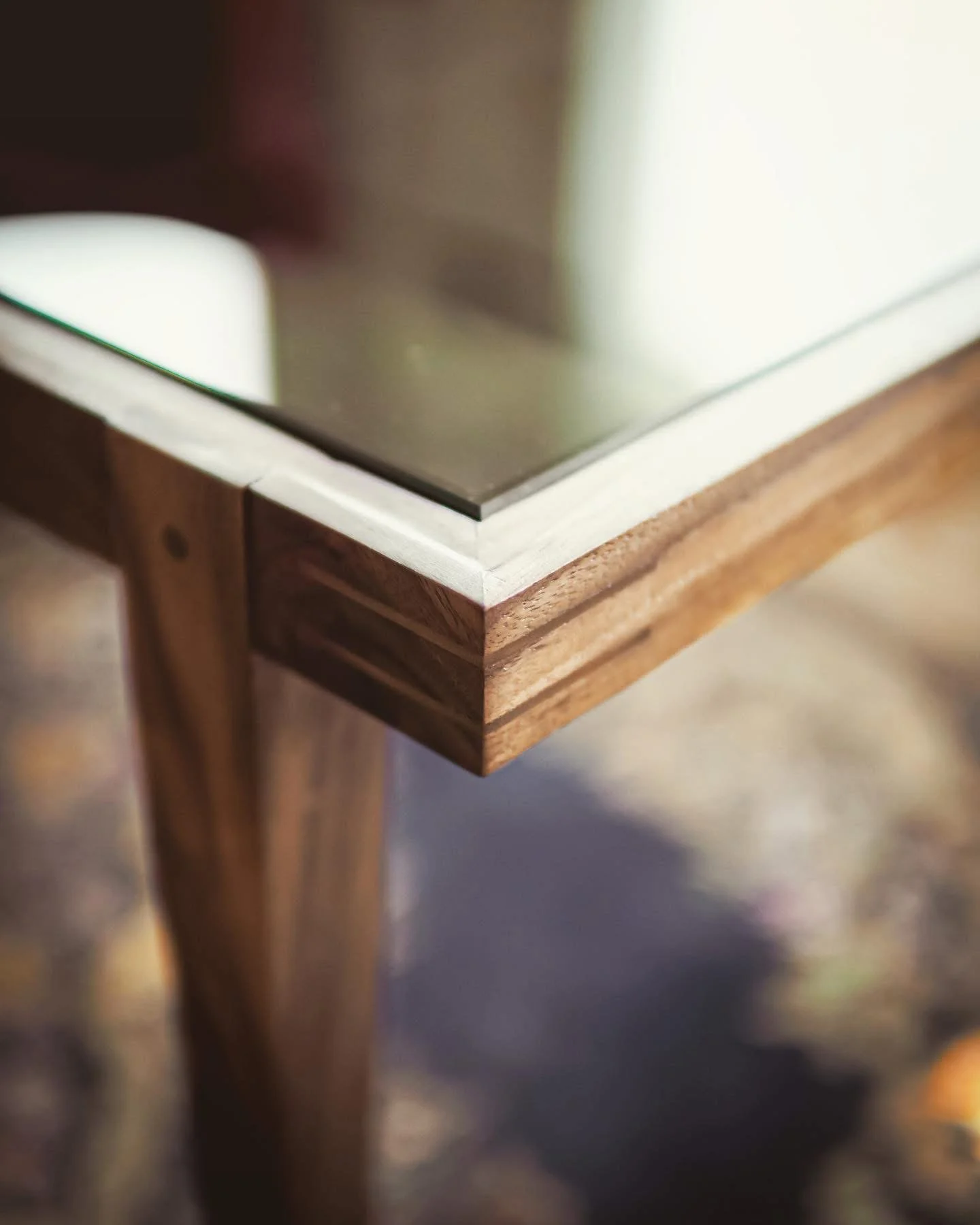 Black walnut and glass coffee table