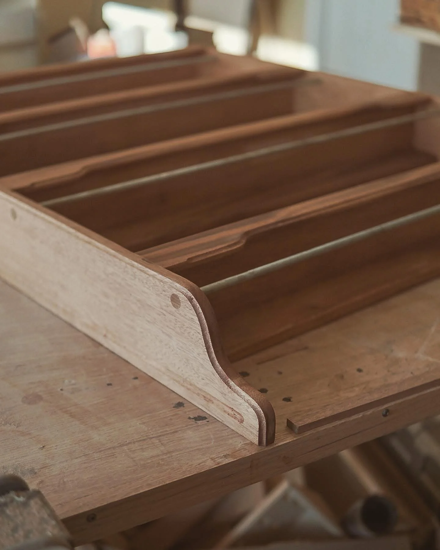 mahogany (unfinished) front-facing book shelf