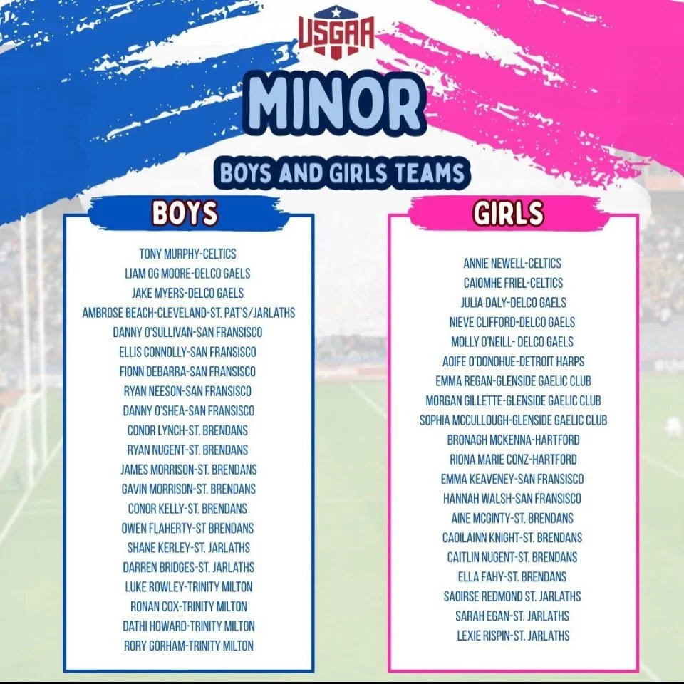 Shoutout to our own Emma Keaveney,Hannah Walsh,Ellis Connolly, Danny O&rsquo;Sullivan,Danny O&rsquo;Shea,Ryan Neeson and Fionn DeBarra who made the girls and boys USGAA minor football teams congratulations to you all