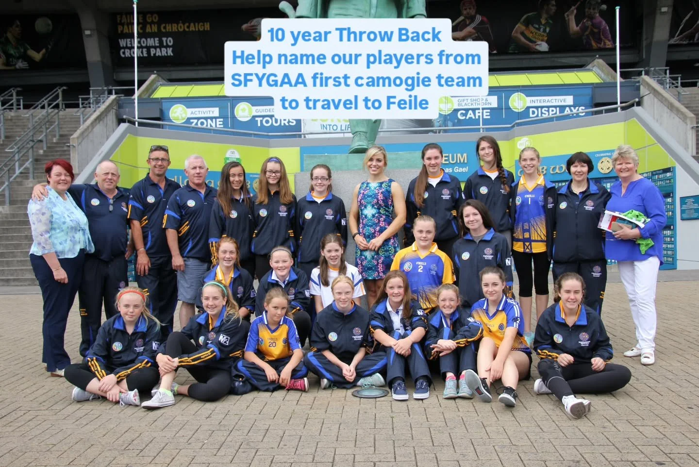 "This'll be fun &mdash; Trip down memory lane. First Camogie team to travel to F&eacute;ile.
 Let's see if we can name the girls in this picture! 
Where was F&eacute;ile held that year and who did you play in the lead-up to it?"

@cuchulain