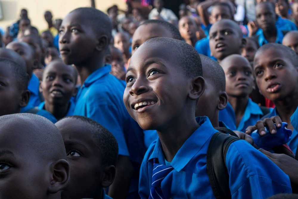 Group of Compassion International boys smiling