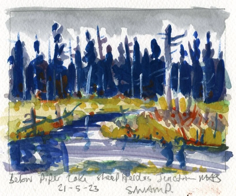 Below Piper Lake, Guache 11.5x15cm Mark Brennan.jpg