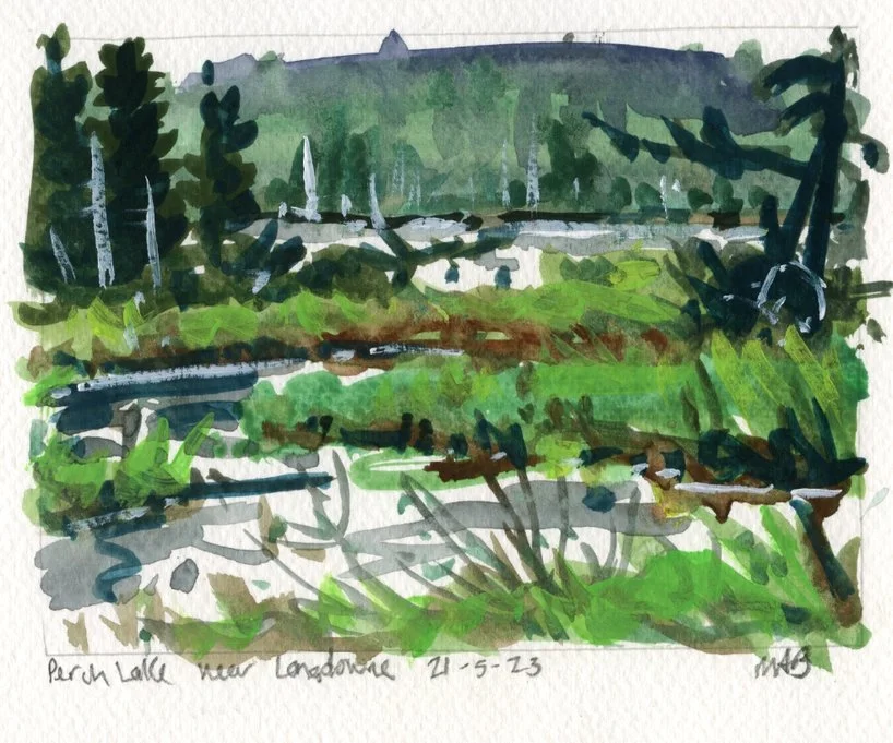 Perch Lake, Near Lansdowne, Guache 11.5x15cm Mark Brennan.jpg
