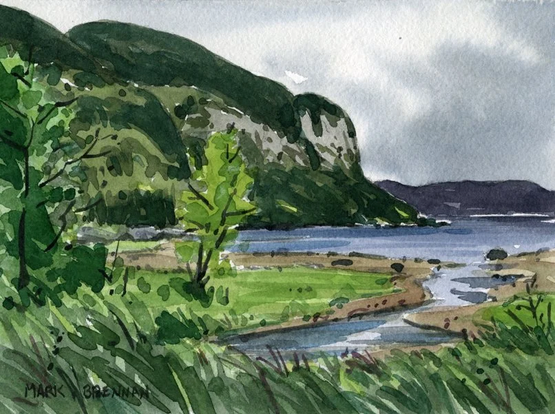 July Rain, Saguenay Fjord, Watercolour 18.5x13.5cm Mark Brennan.jpg
