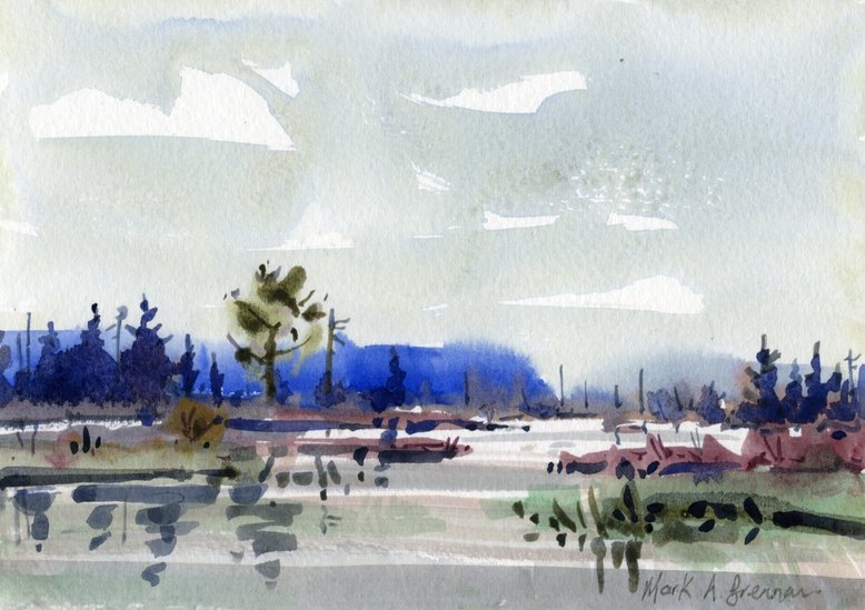 Country Harbour Morning, Watercolour 19x13cm Mark Brennan.jpg