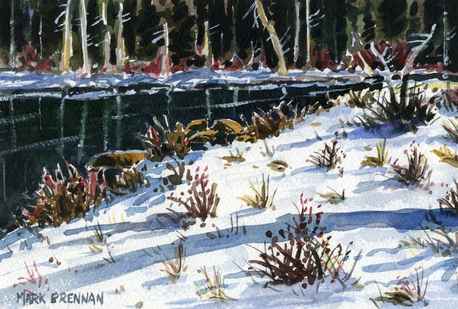The Far Shore, Dayspring Lake, Watercolour 16x24cm Mark Brennan.jpg