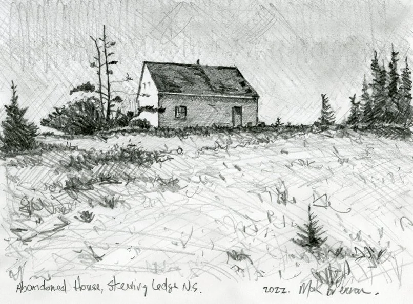 Abandonded House, Stearing Ledge, Mark Brennan, graphite on paper 2022 aprox 13.5x19cm.jpg