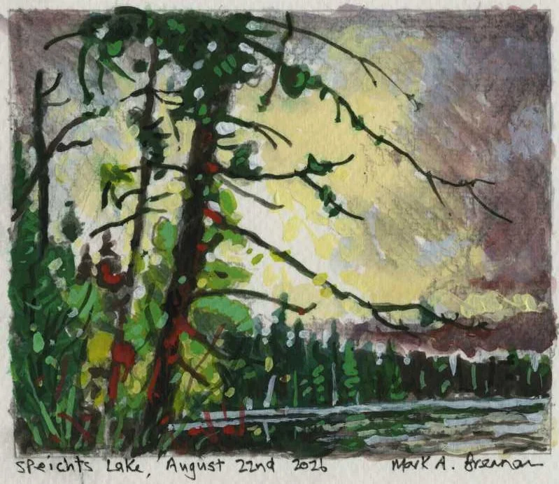 Mark Brennan Speichts Lake, August 22nd 2026 Guache 4x5 inches.jpg