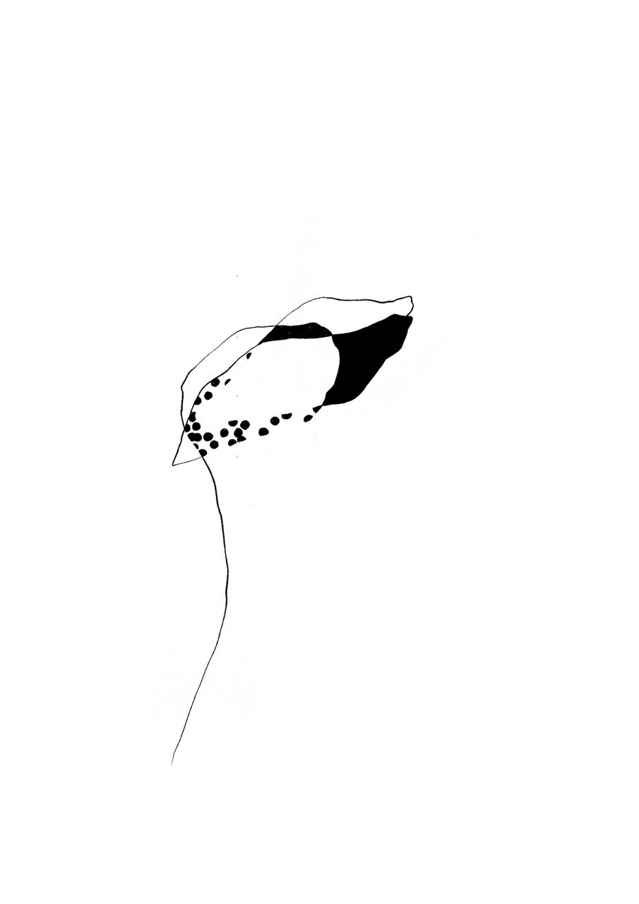 Black and white line abstract drawing.