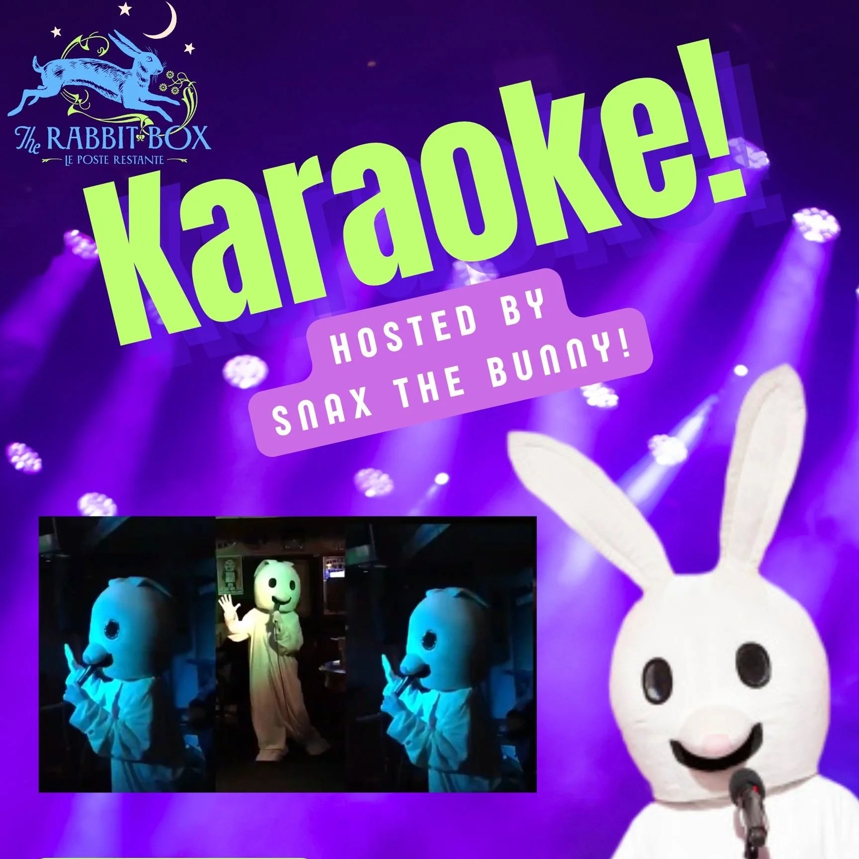 Karaoke hosted by Snax's the Bunny