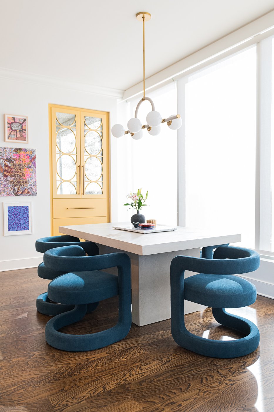 Blue dining chairs