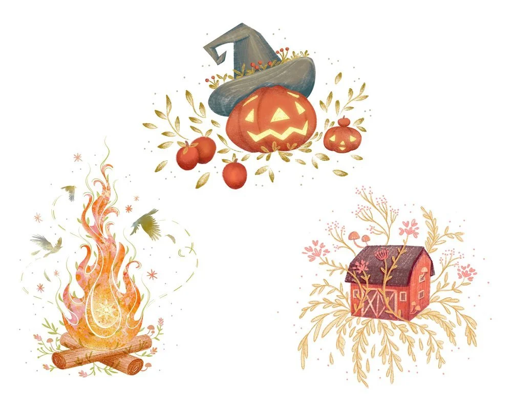 Fall poem spot illustrations