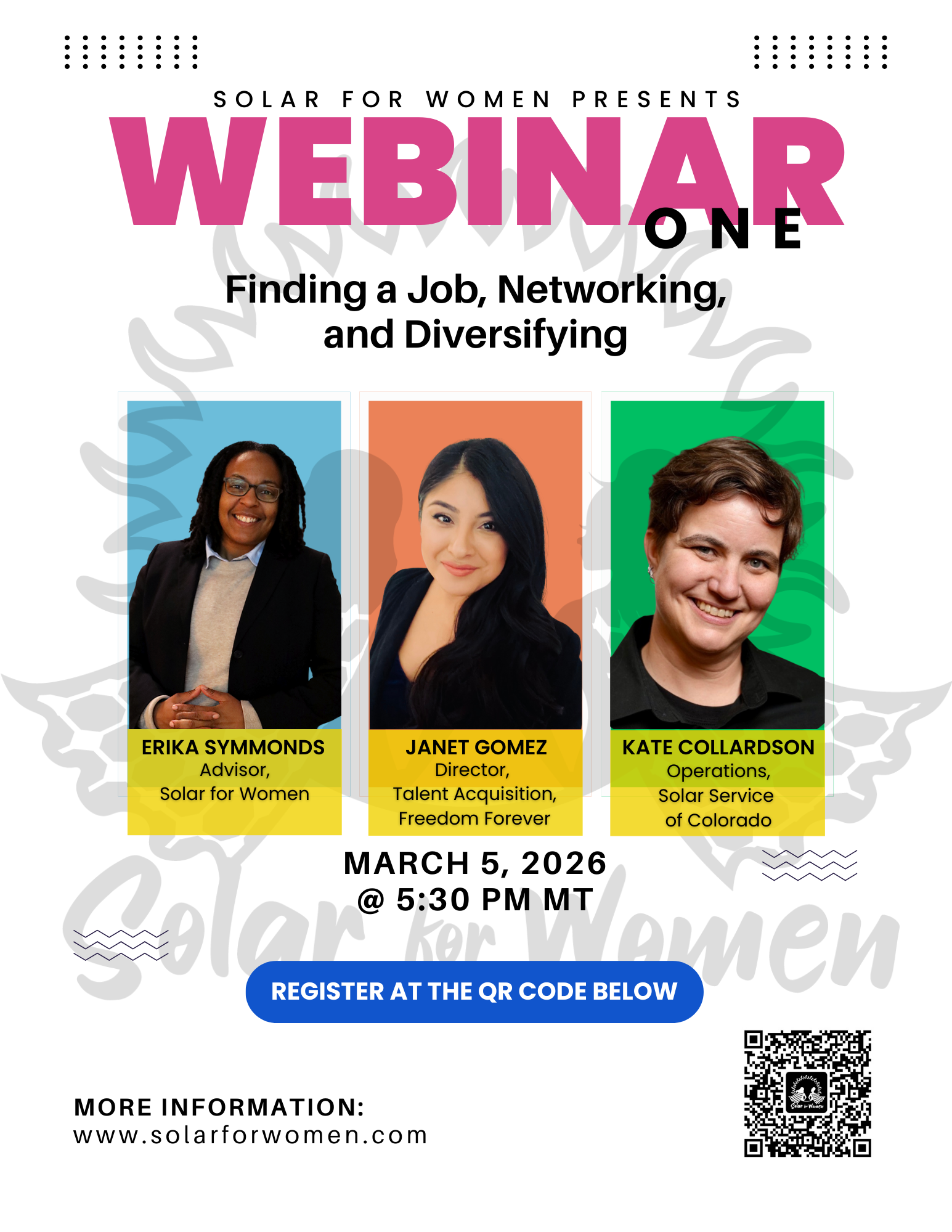 Solar for Women Webinar Series  #1 - Finding a Job, Networking &amp; Diversifying