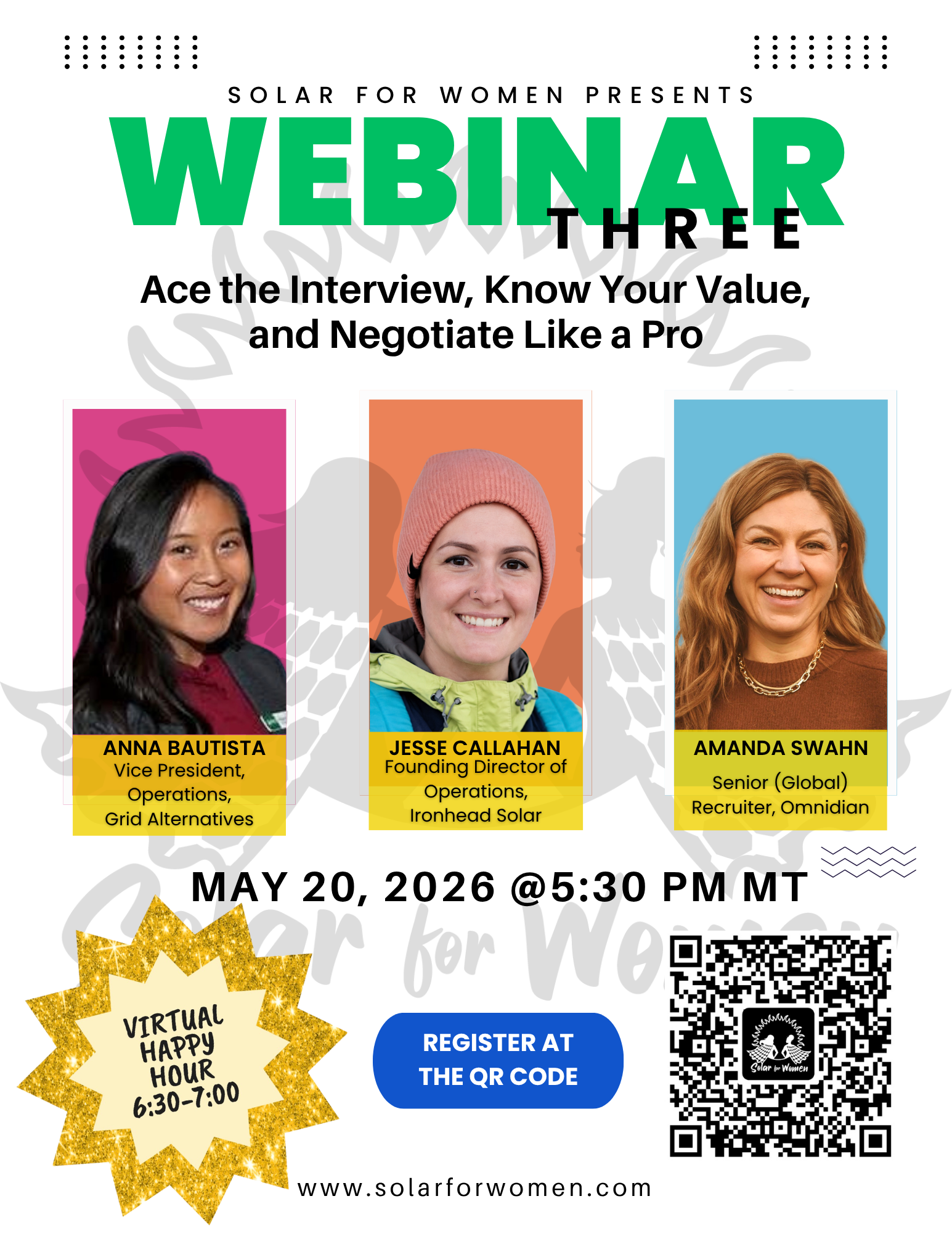 Webinar 3 Flyer for Solar for Women Spring 2026 series