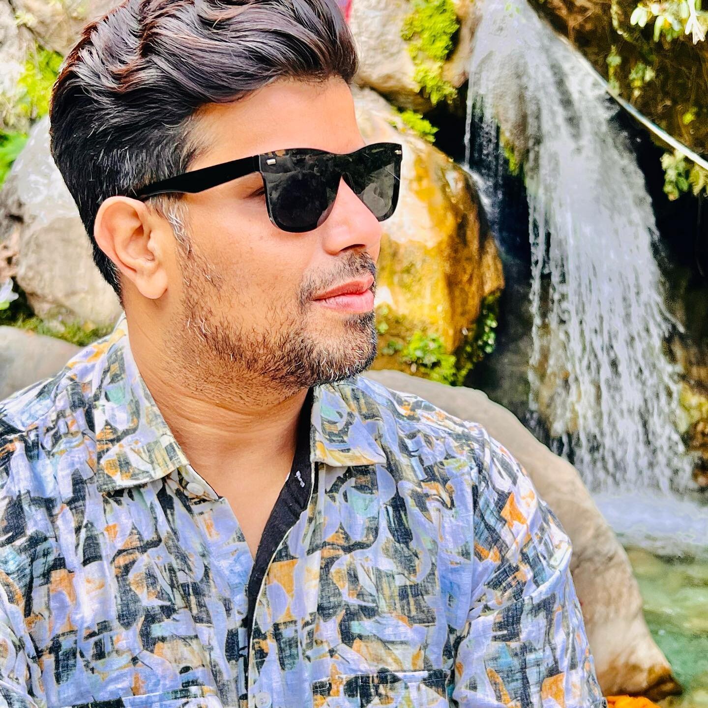 At Rishikesh waterfall