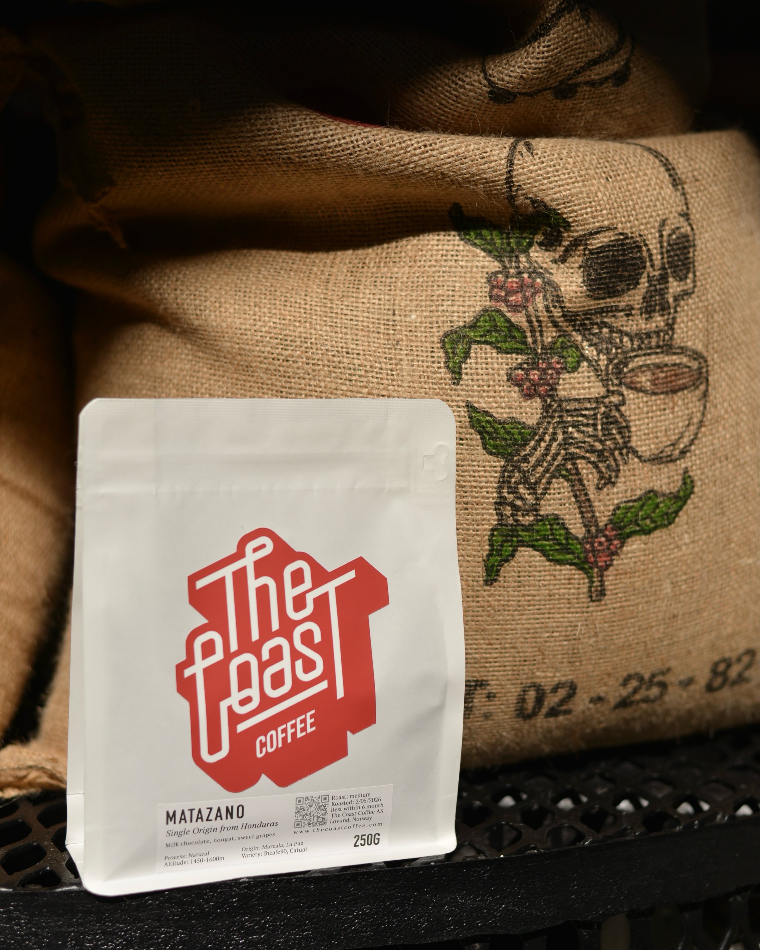 From the farm sack to the finished bag. Same coffee, different packaging. Matazano, Honduras - milk chocolate, nougat, sweet grapes.