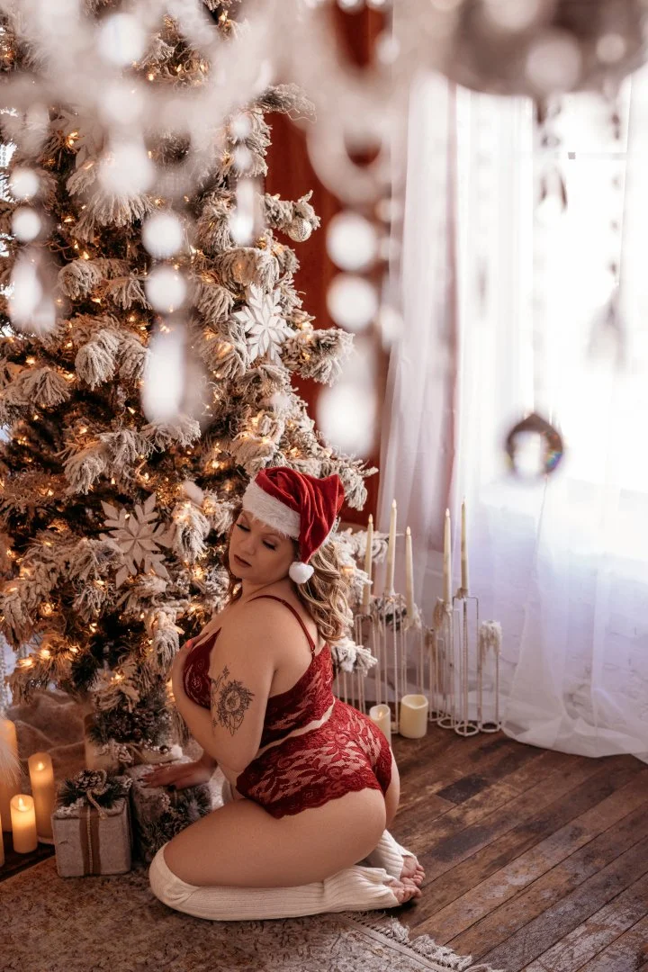 Holiday boudoir portrait at a private Utah studio