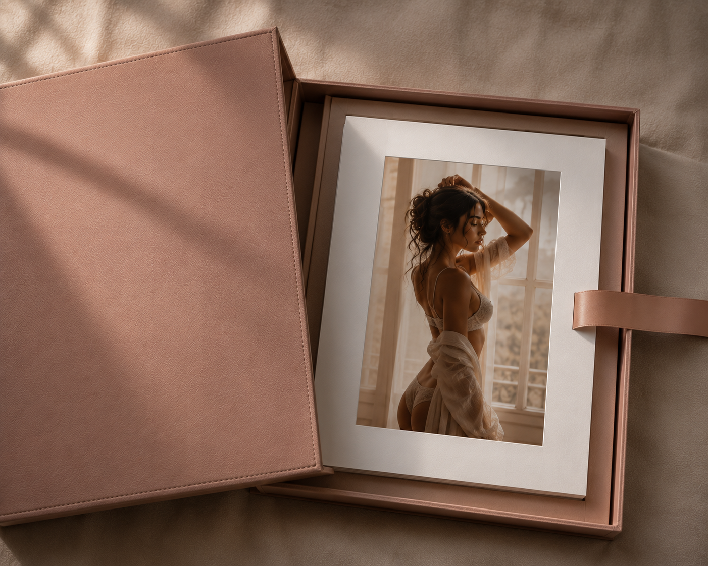 Boudoir folio box keepsake with matted prints from Blushed Boudoir in Salt Lake City, Utah