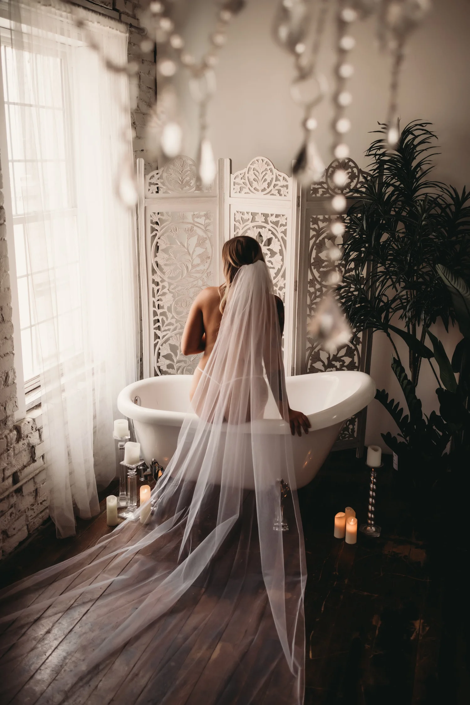 Bridal boudoir session in a light and airy Salt Lake City studio