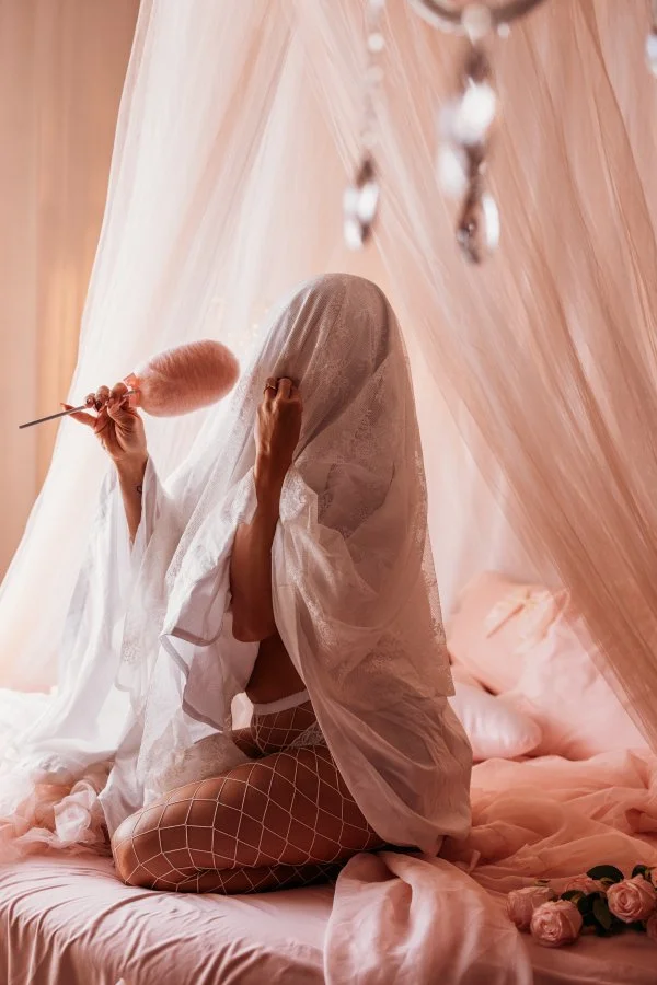 Ghosts Halloween mini: kneeling sheet ghost offering pink cotton candy beneath a canopy